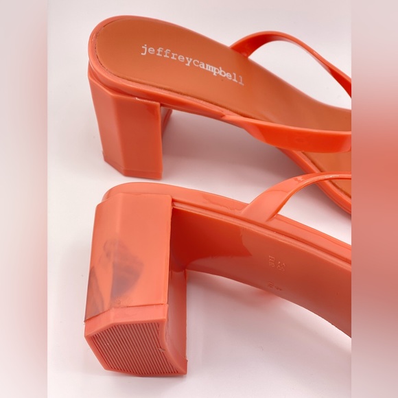 NWOB Women’s Jeffrey Campbell Jamm-3 Jelly High Heel Slide Sandals Peach Pink - Picture 5 of 10